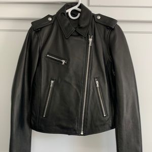 Gap black genuine leather moto jacket